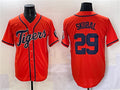 Detroit Tigers #29 Tarik Skubal Orange With Patch Cool Base Stitched Baseball Jersey
