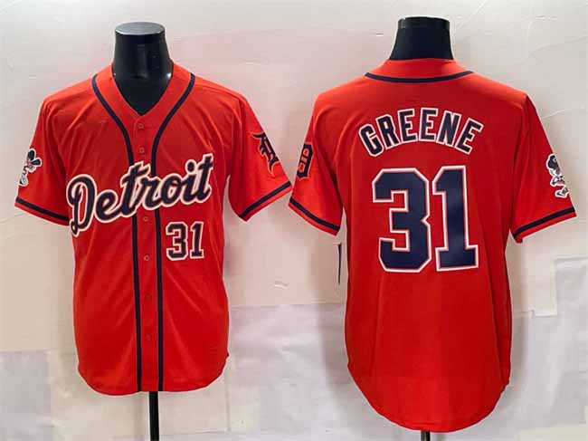 Detroit Tigers #31 Riley Greene Orange With Patch Vapor Premier Limited Stitched Baseball Jersey