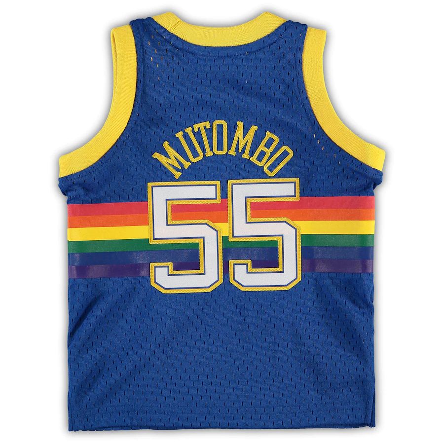 D.Nuggets #55 Dikembe Mutombo Infant Retired Player Jersey Royal Stitched American Basketball Jersey