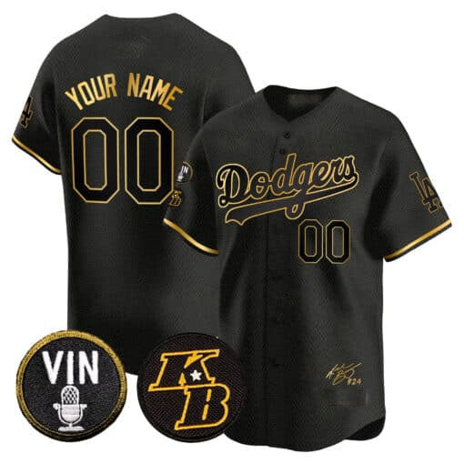 Custom Los Angeles Dodgers Vin Patch & Kobe Bryant Signature Vapor Premier Limited C All Stitched Baseball Jersey