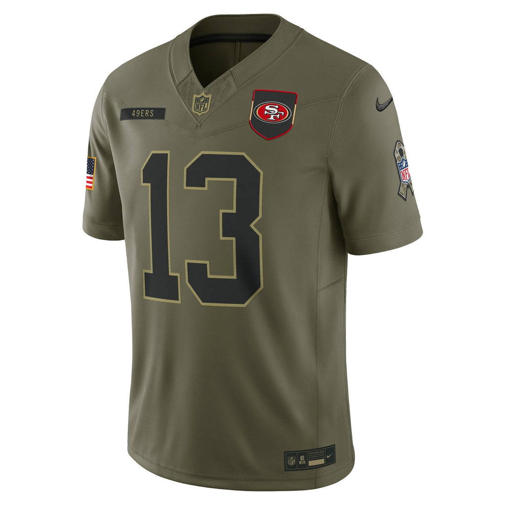 San Francisco 49ers Brock Purdy Olive 2025 Salute to Service Limited Jersey