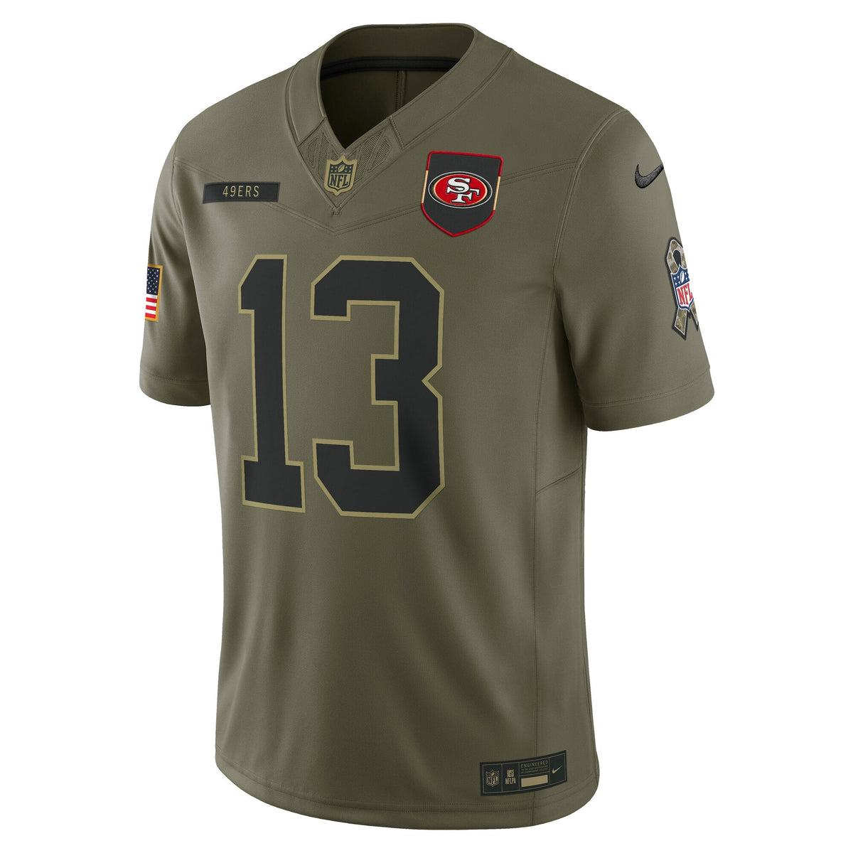 San Francisco 49ers Brock Purdy Olive 2025 Salute to Service Limited Jersey