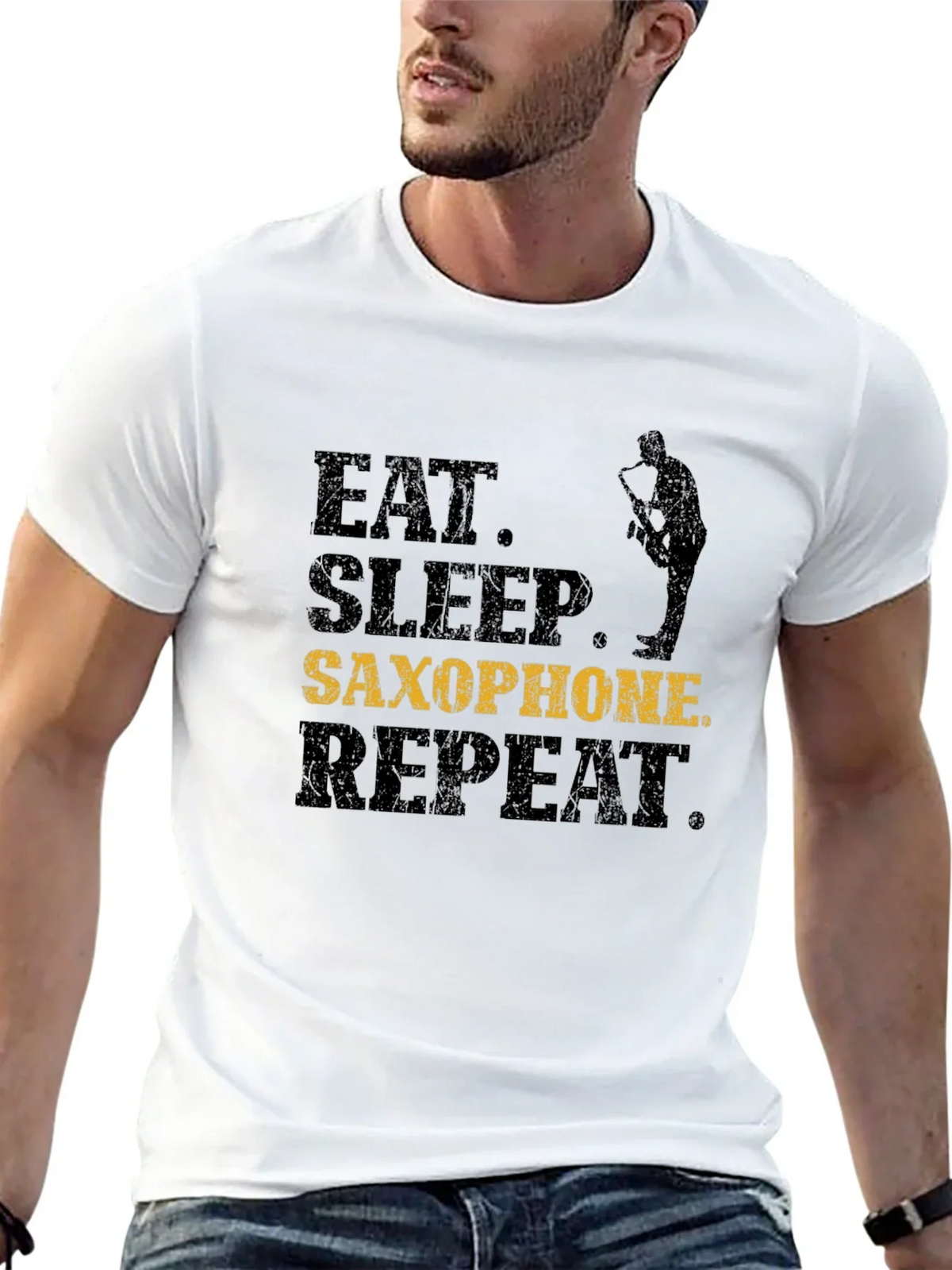 Eat Sleep Saxophone Repeat T-Shirt - Musician Gift