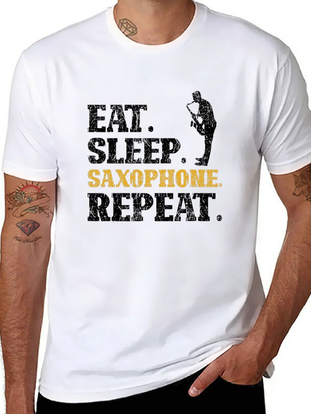 Eat Sleep Saxophone Repeat T-Shirt - Musician Gift