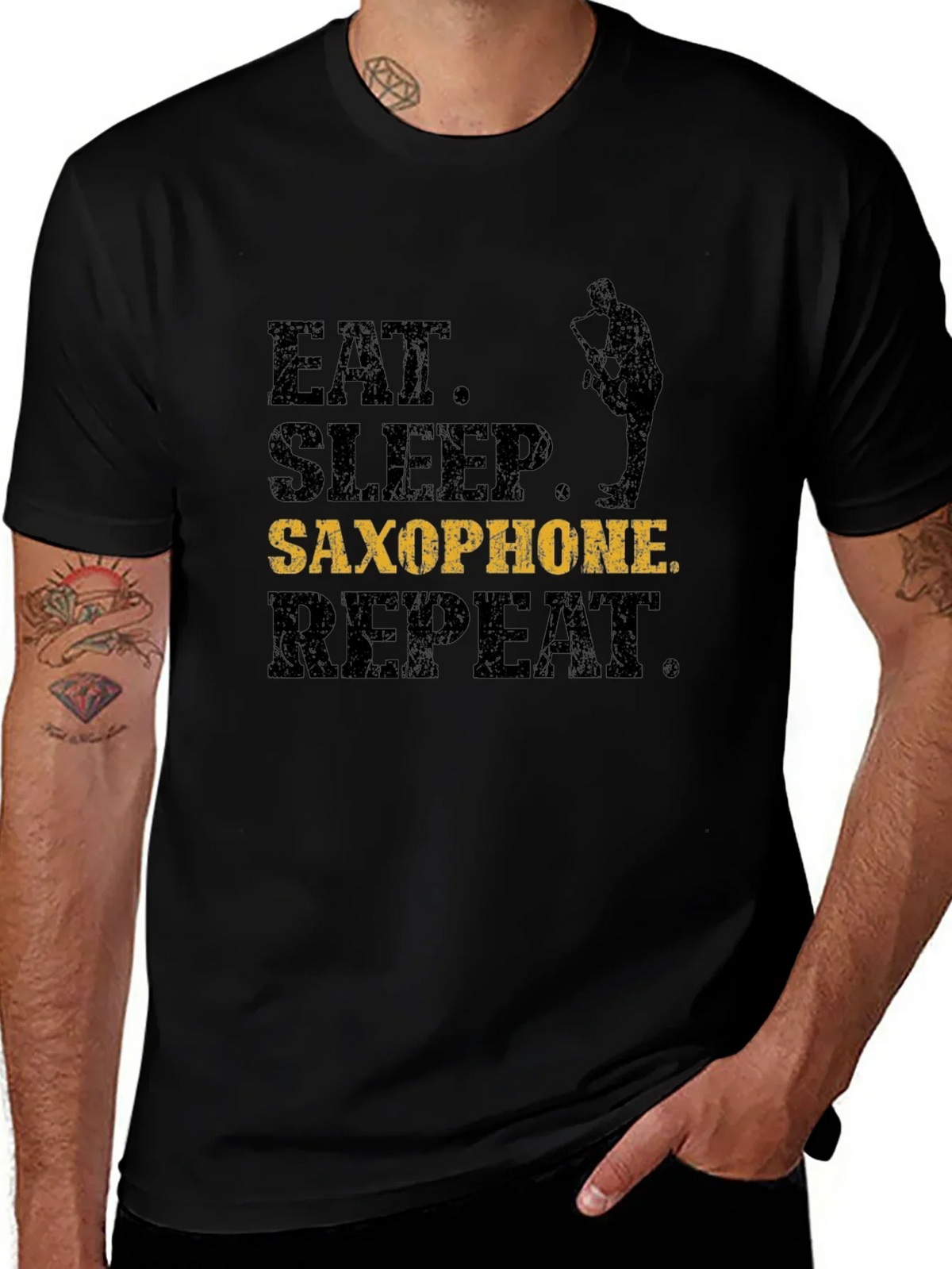 Eat Sleep Saxophone Repeat T-Shirt - Musician Gift