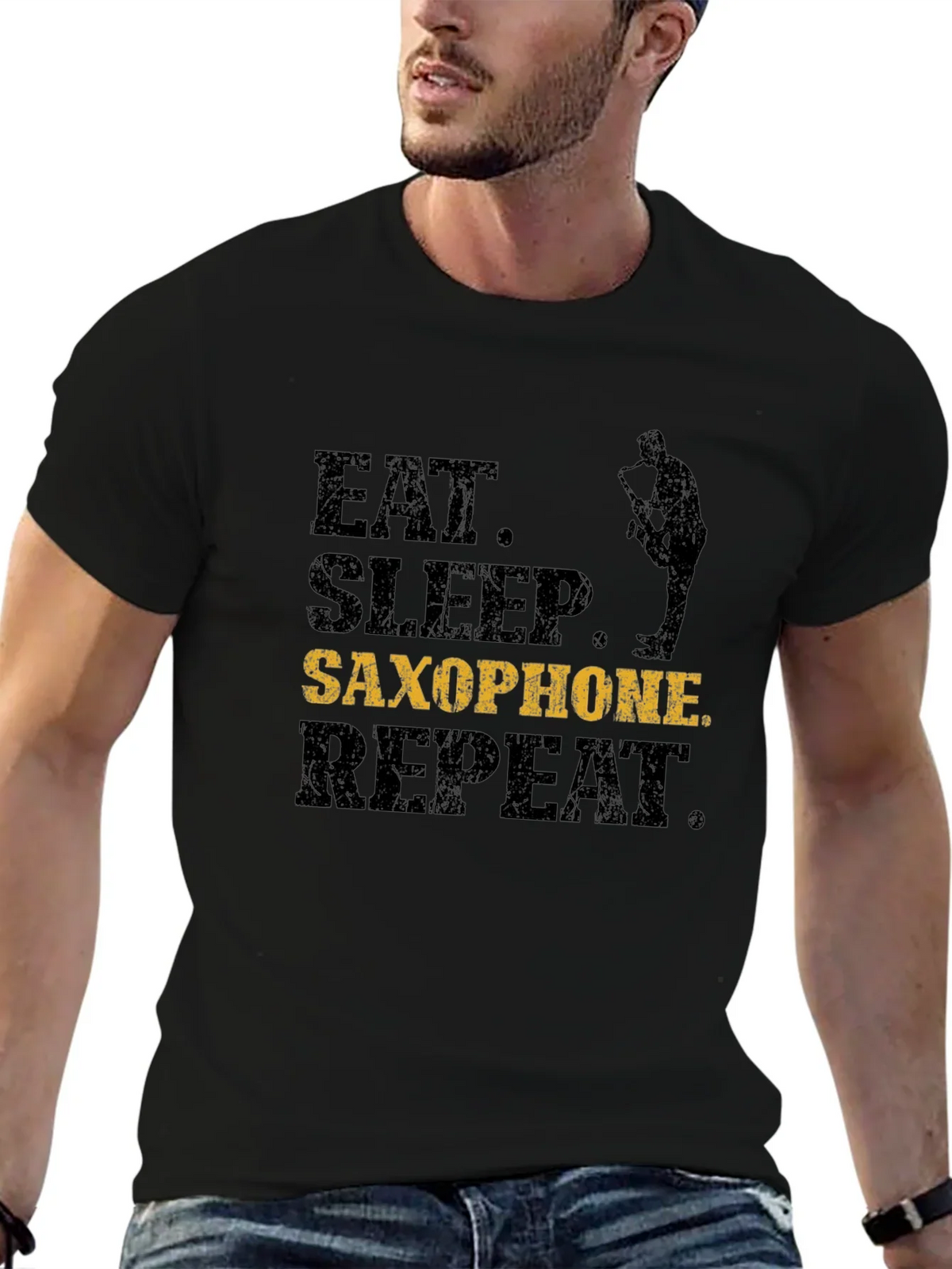 Eat Sleep Saxophone Repeat T-Shirt - Musician Gift