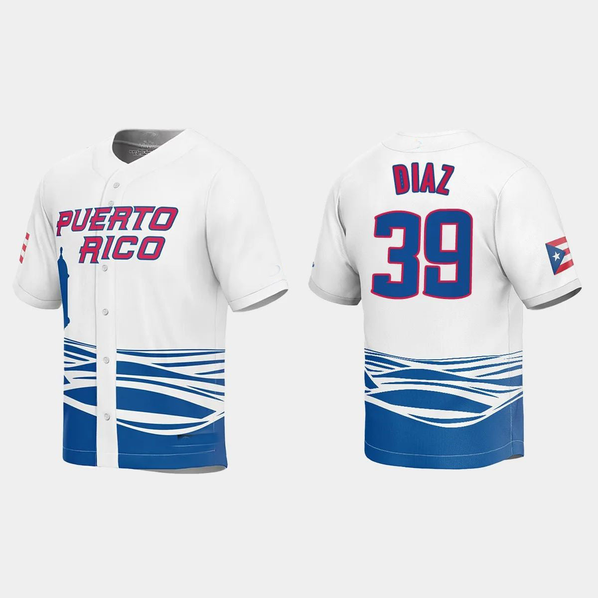 #39 EDWIN DIAZ PUERTO RICO BASEBALL 2023 WORLD BASEBALL CLASSIC JERSEYC WHITE Stitches Baseball Jerseys