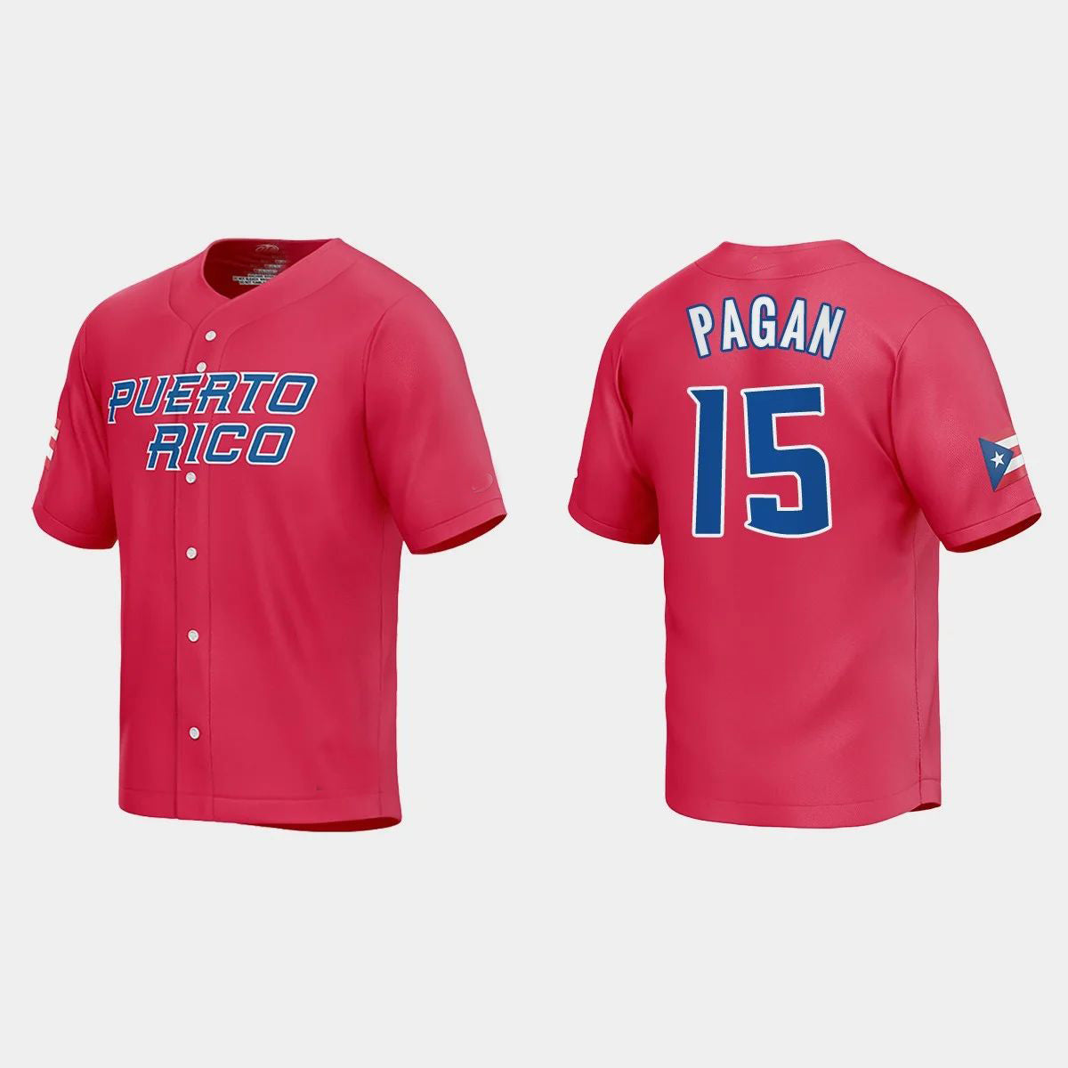 #15 EMILIO PAGAN PUERTO RICO BASEBALL 2023 WORLD BASEBALL CLASSIC JERSEYC RED Stitches Baseball Jerseys