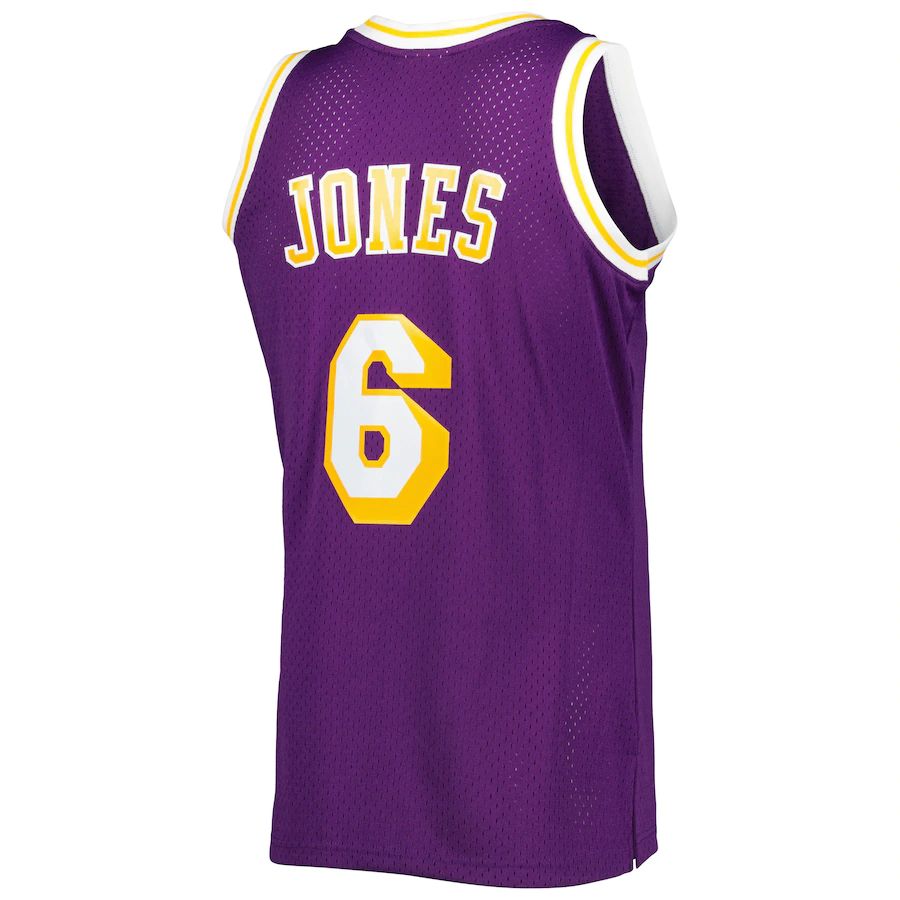 LA.Lakers #6 Eddie Jones 1996-97 Hardwood Classics Swingman Jersey Purple Stitched American Basketball Jersey