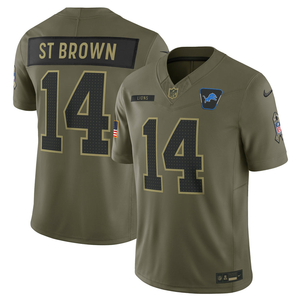 Detroit Lions Amon-Ra St. Brown Olive 2025 Salute to Service Limited Jersey