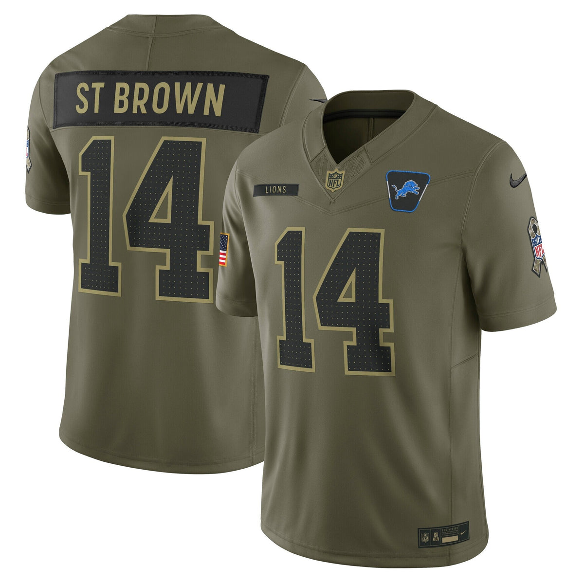 Detroit Lions Amon-Ra St. Brown Olive 2025 Salute to Service Limited Jersey