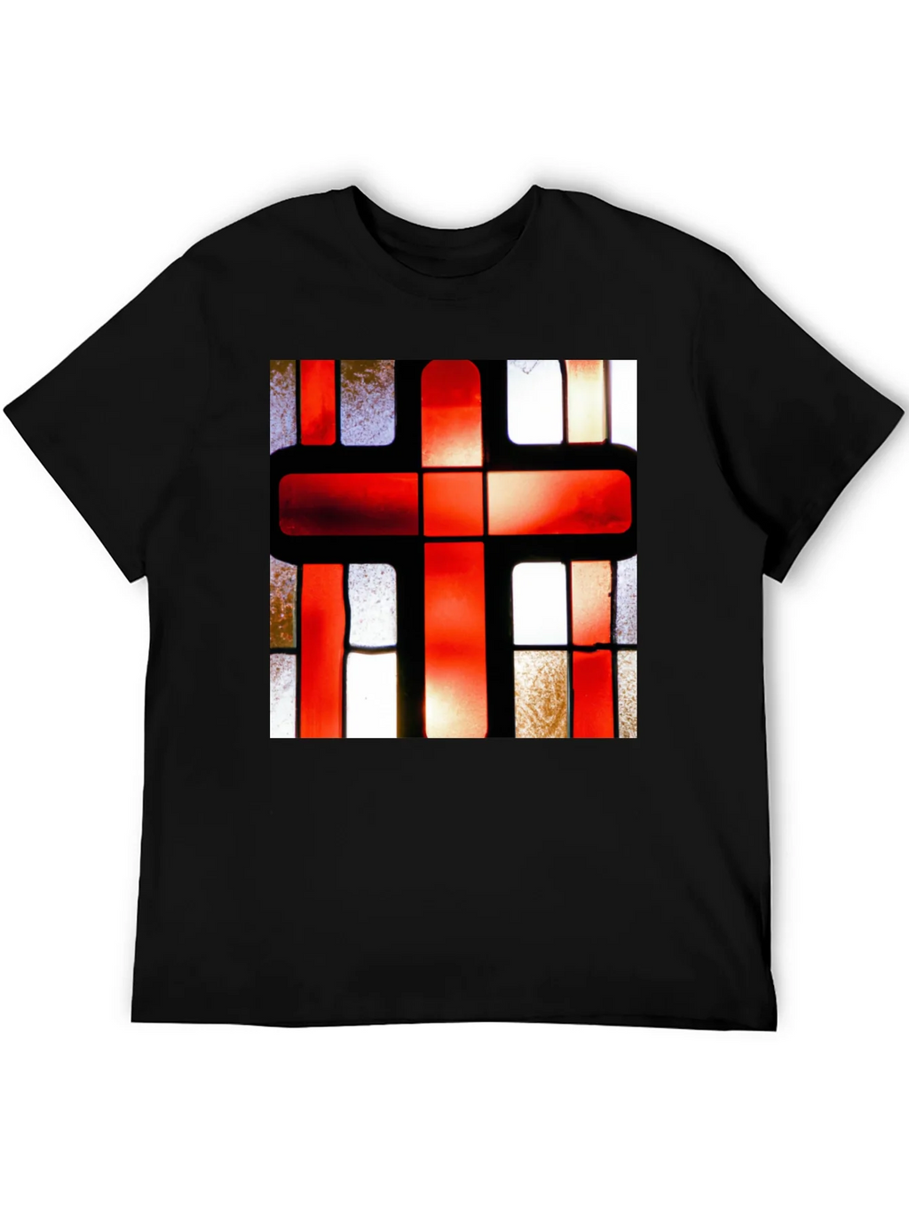 Red Cross Stained Glass Graphic T-Shirt