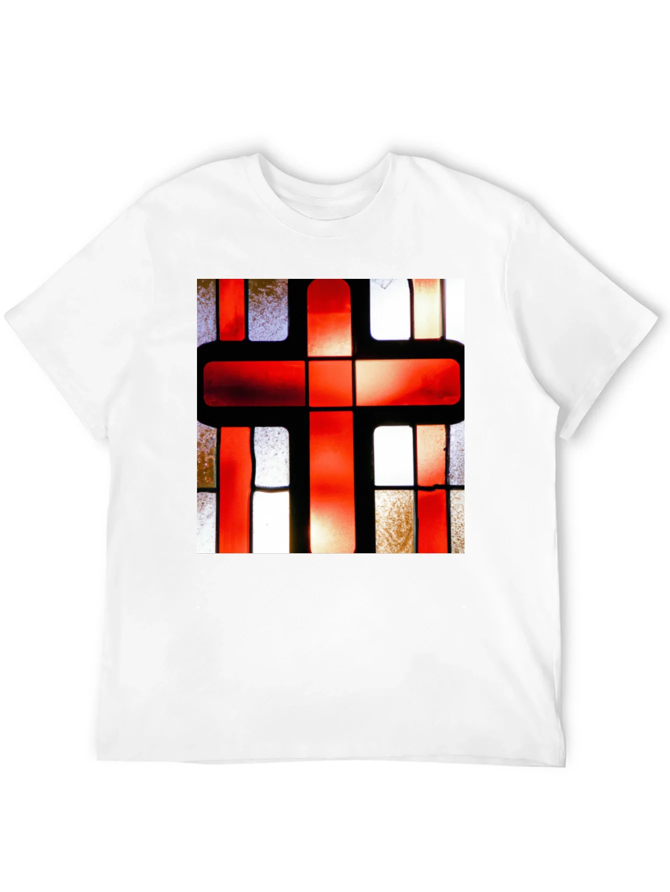 Red Cross Stained Glass Graphic T-Shirt