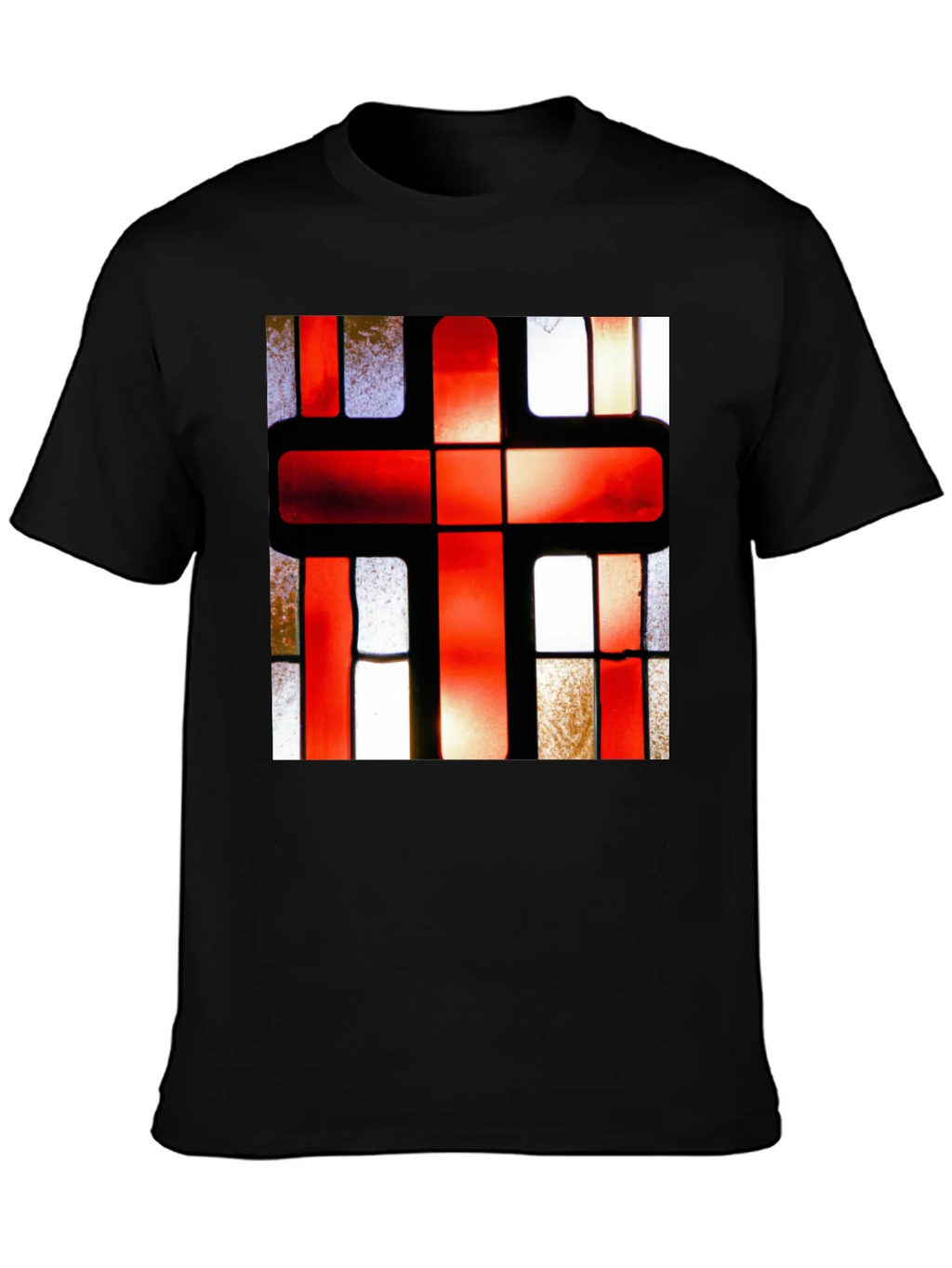 Red Cross Stained Glass Graphic T-Shirt
