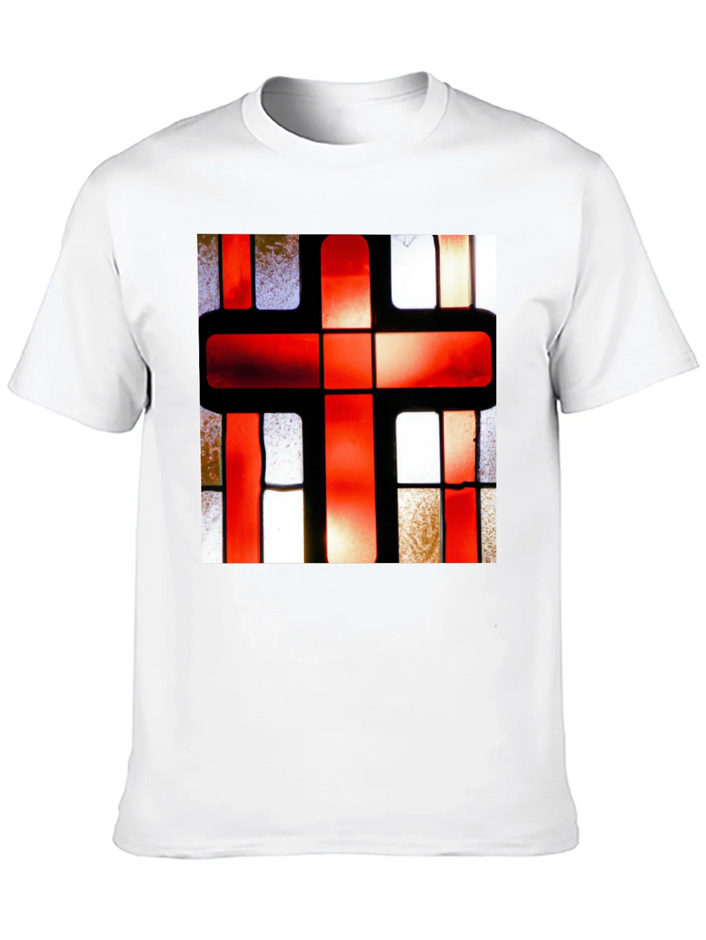 Red Cross Stained Glass Graphic T-Shirt