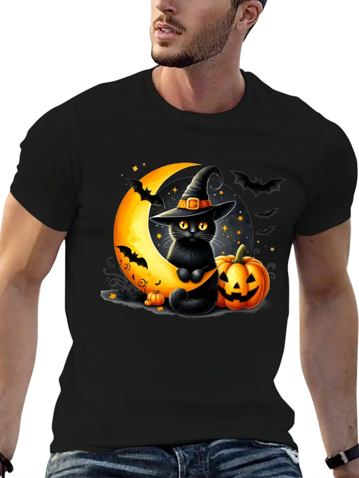 Halloween Cat Moon T-Shirt