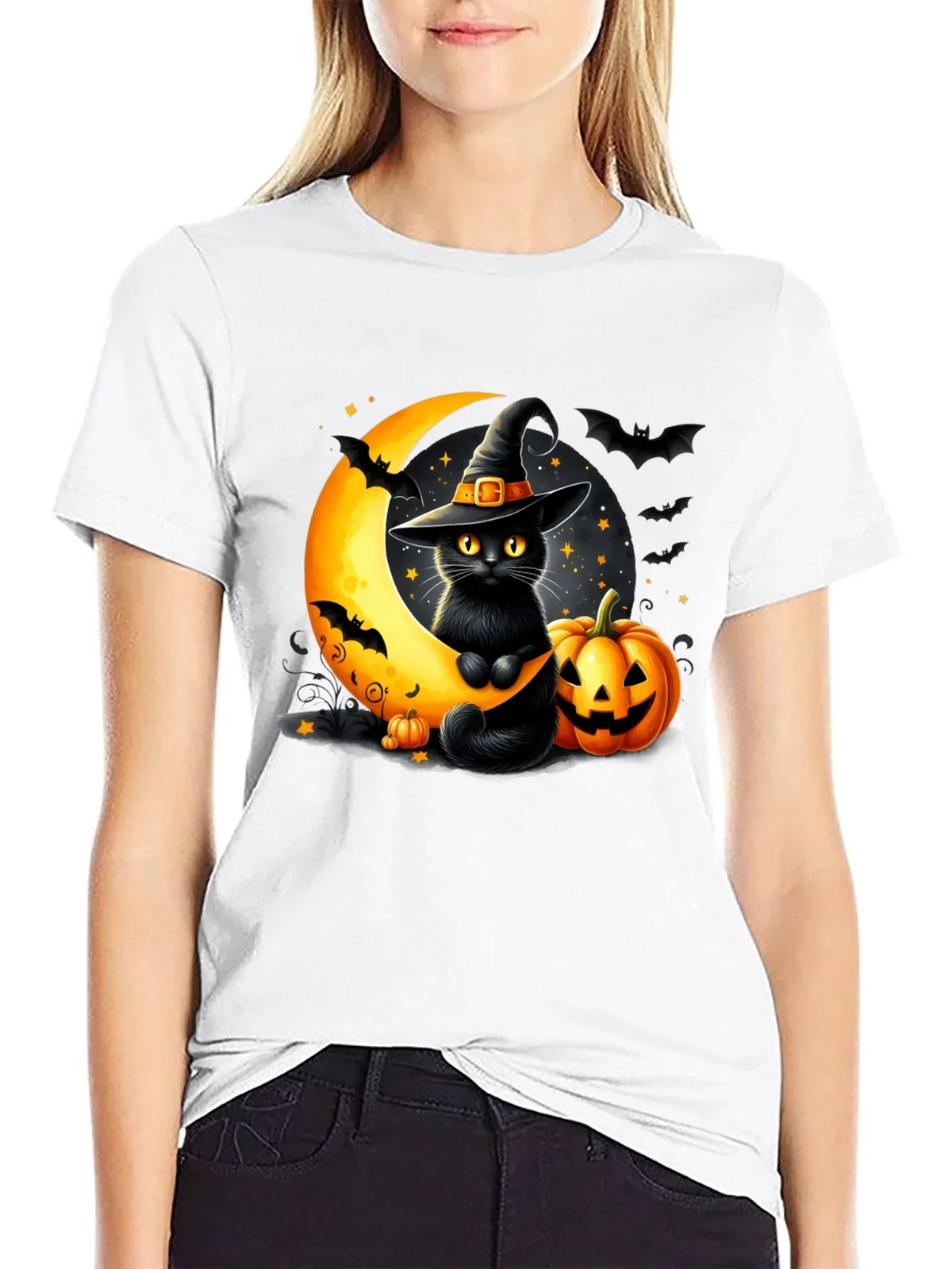 Halloween Cat Moon T-Shirt