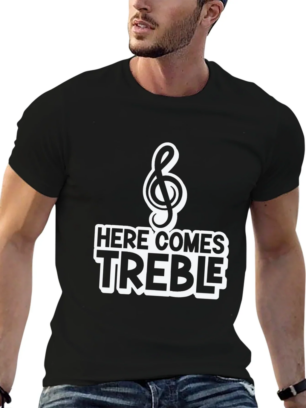 Here Comes Treble Black Graphic Tee