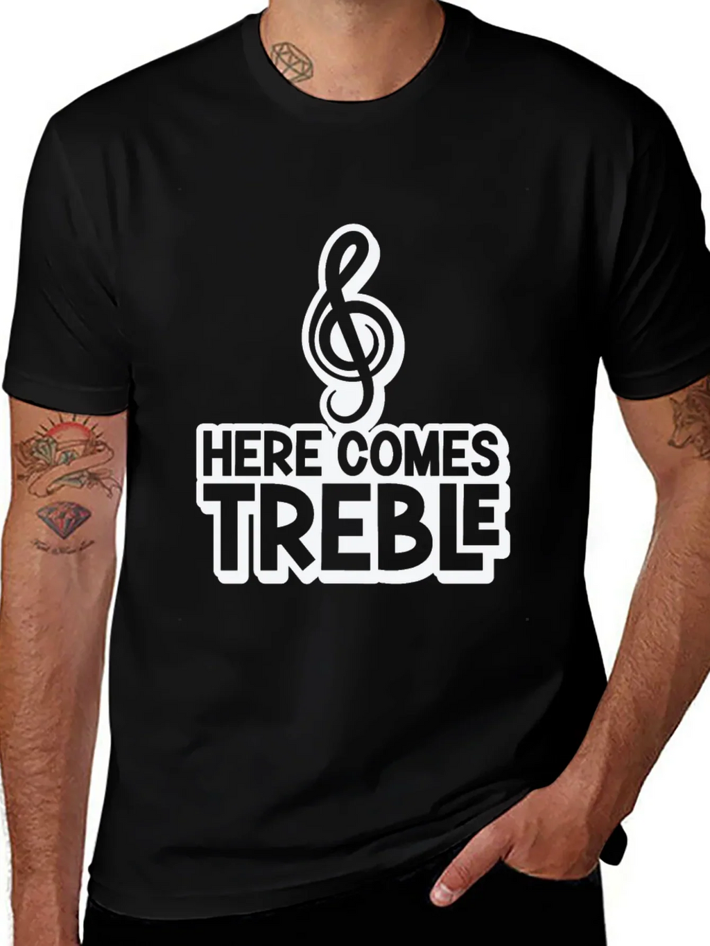 Here Comes Treble Black Graphic Tee
