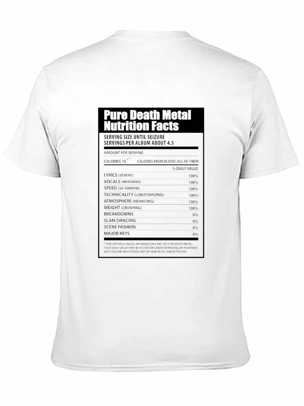 Pure Death Metal Nutrition Facts T-Shirt