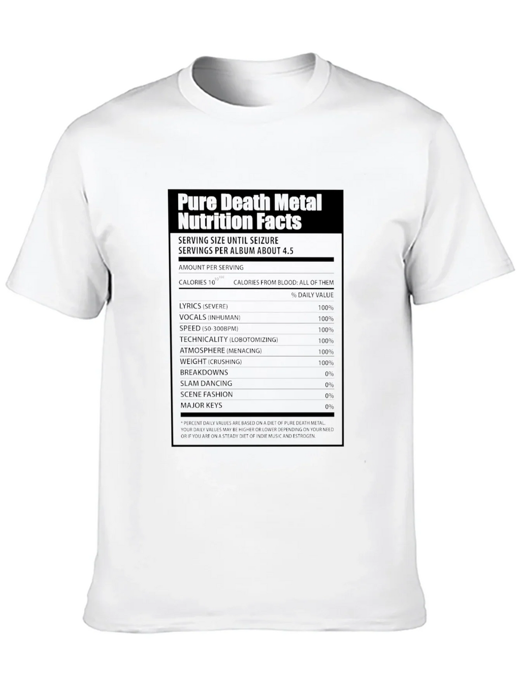 Pure Death Metal Nutrition Facts T-Shirt