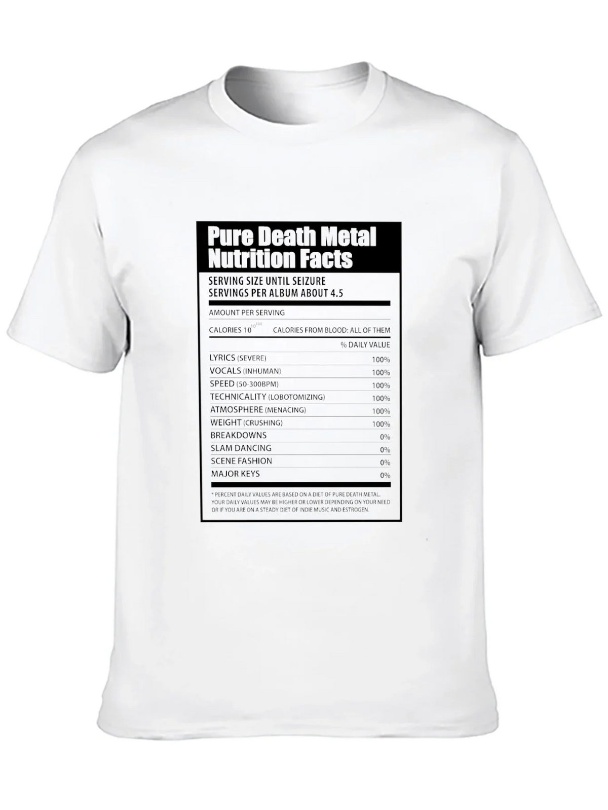 Pure Death Metal Nutrition Facts T-Shirt