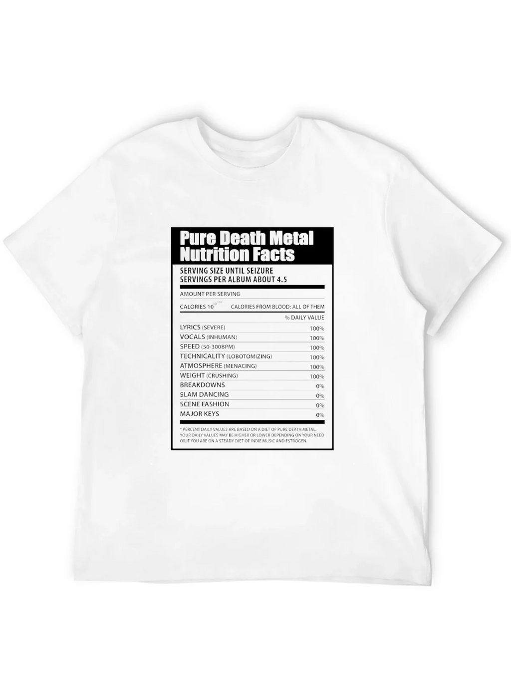 Pure Death Metal Nutrition Facts T-Shirt