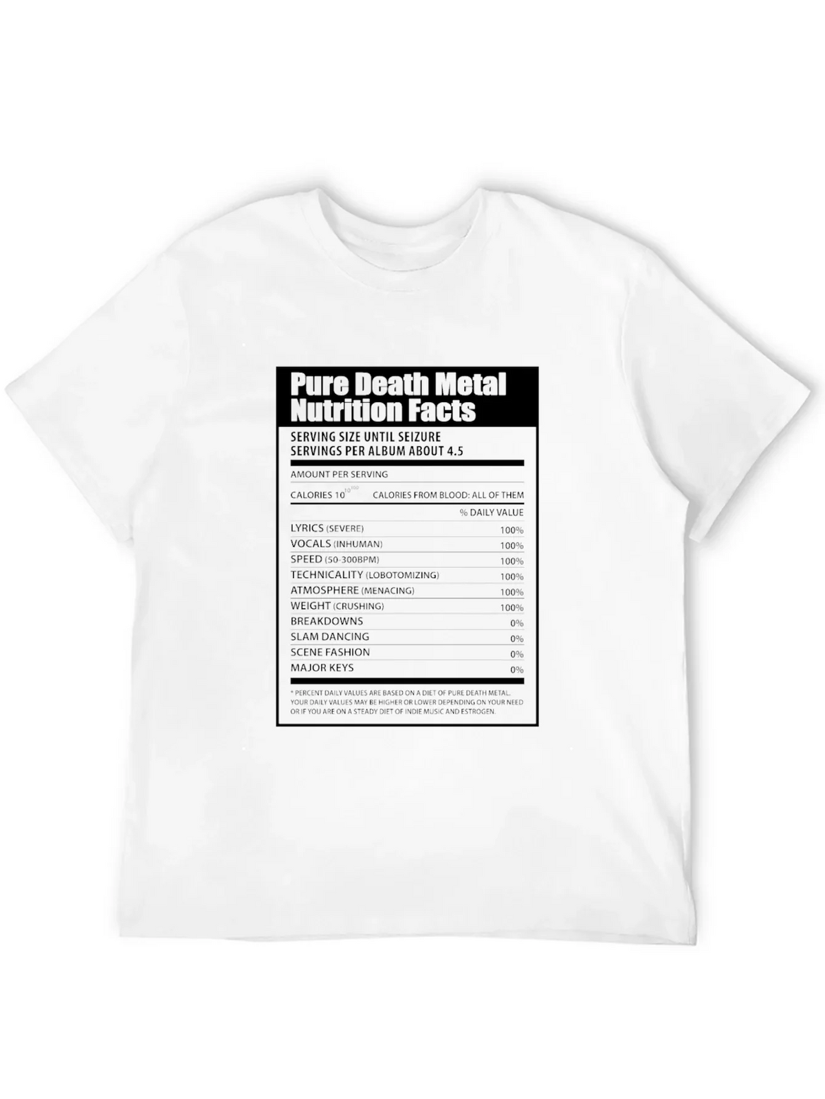Pure Death Metal Nutrition Facts T-Shirt