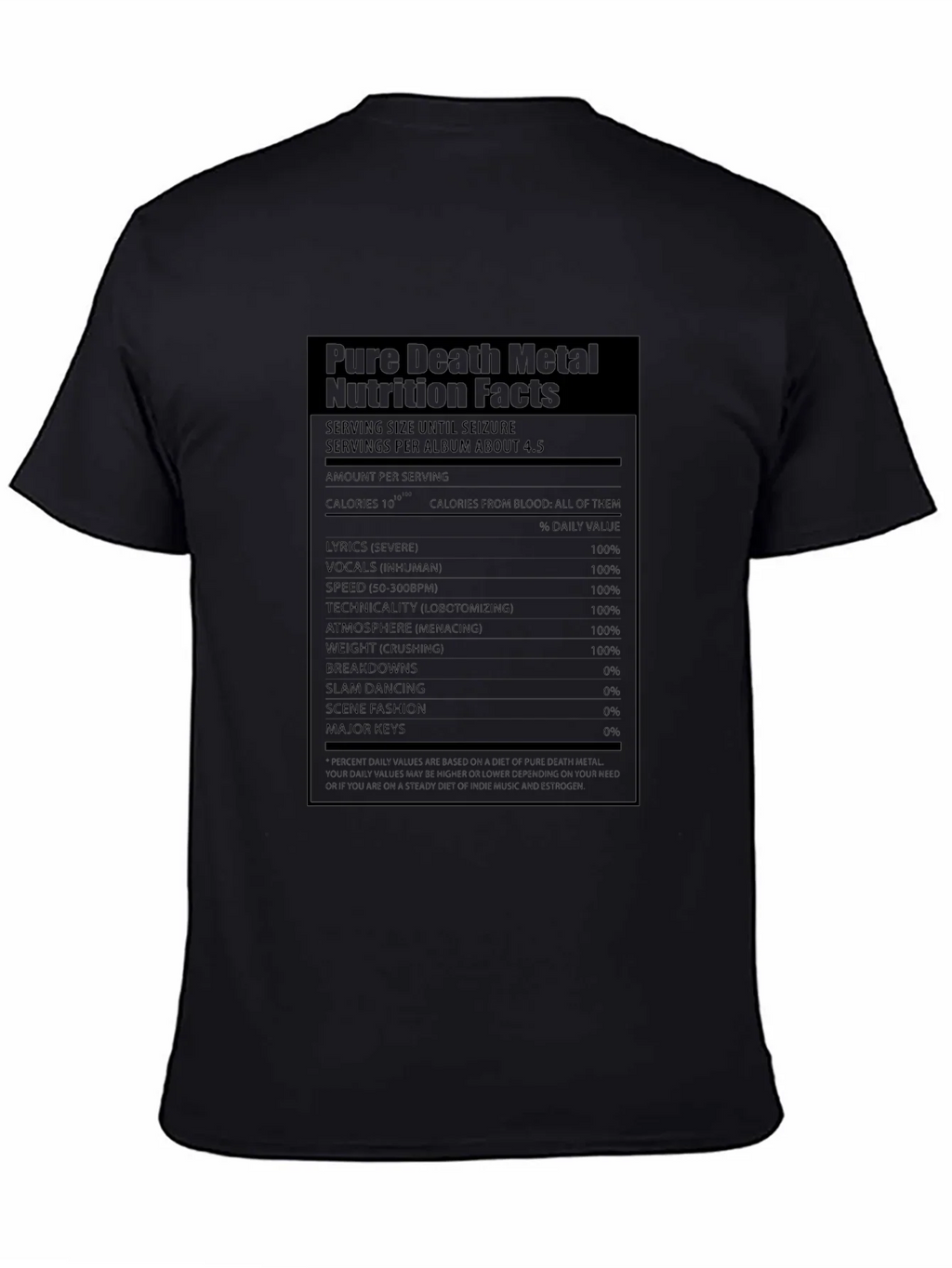 Pure Death Metal Nutrition Facts T-Shirt