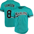 Florida Marlins #8 Andre Dawson Cooperstown Collection Mesh Batting Practice Button-Up Jersey - Teal Stitched Baseball Jersey