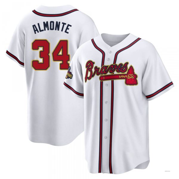 Atlanta Braves #34 Abcneam Almonte Gold White 2022 Program Jersey Stitches Baseball Jerseys