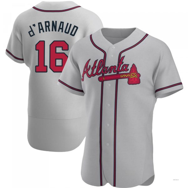 Atlanta Braves #16 Travis dArnaud Gray Road Jersey Stitches Baseball Jerseys