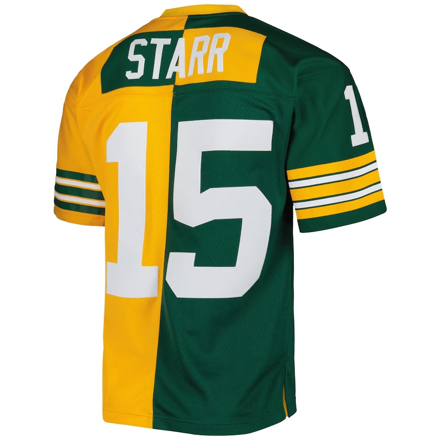 GB.Packers #15 Bart Starr Green Gold 1969 Split Legacy Replica American Football Jerseys