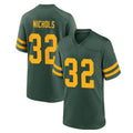 GB.Packers #32 Lew Nichols Alternate Custom Jersey - Green Stitched American Football Jerseys