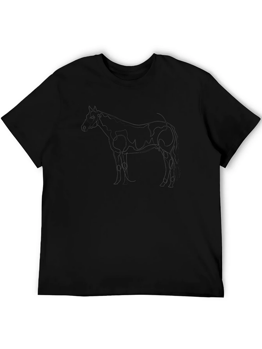 Horse Line Art Black Graphic Tee