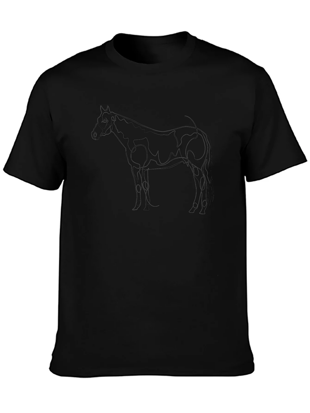 Horse Line Art Black Graphic Tee