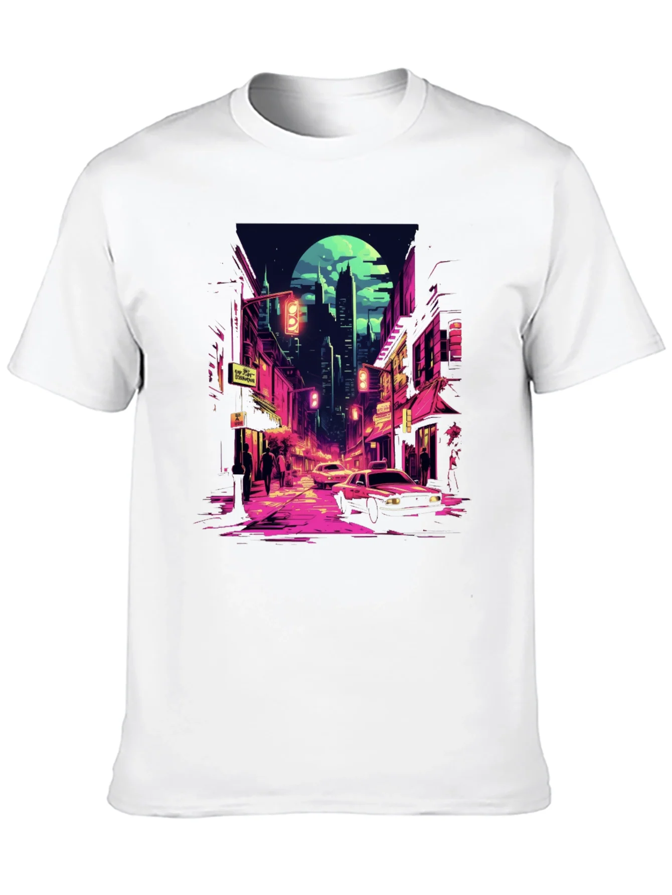 Retro Cityscape Tee - Black Cotton Blend