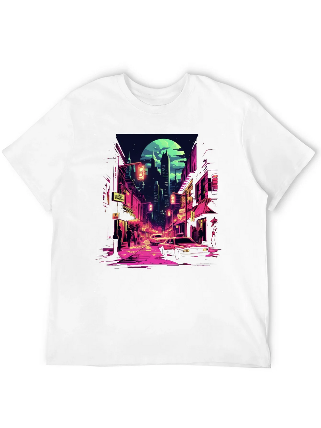Retro Cityscape Tee - Black Cotton Blend