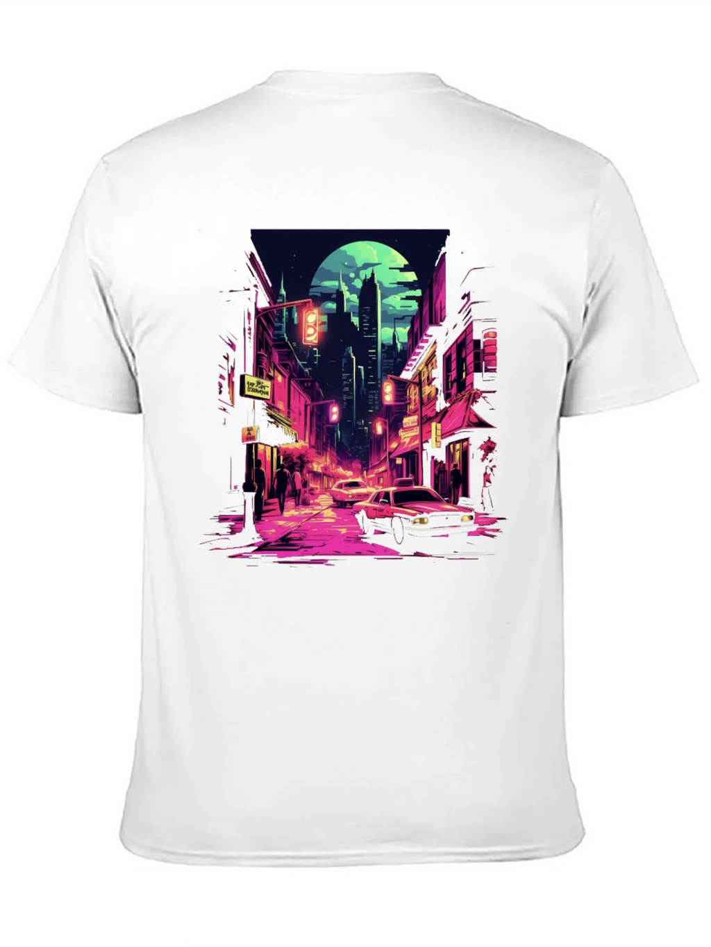 Retro Cityscape Tee - Black Cotton Blend