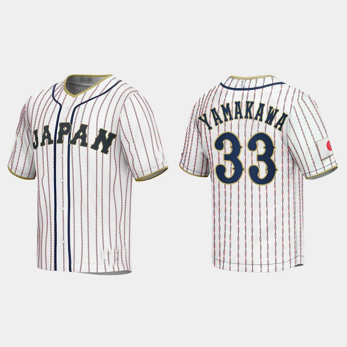 #33 HOTAKA YAMAKAWA JAPAN BASEBALL 2023 WORLD BASEBALL CLASSIC JERSEYC WHITE Stitches Baseball Jerseys