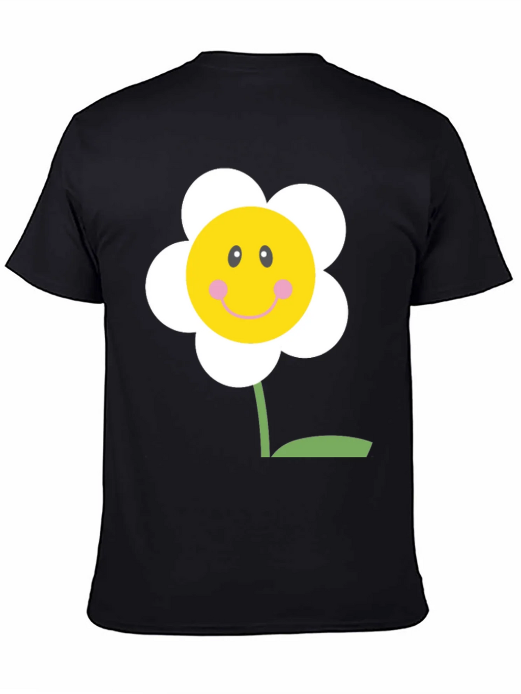 Happy Flower Graphic Tee - Black Cotton Shirt