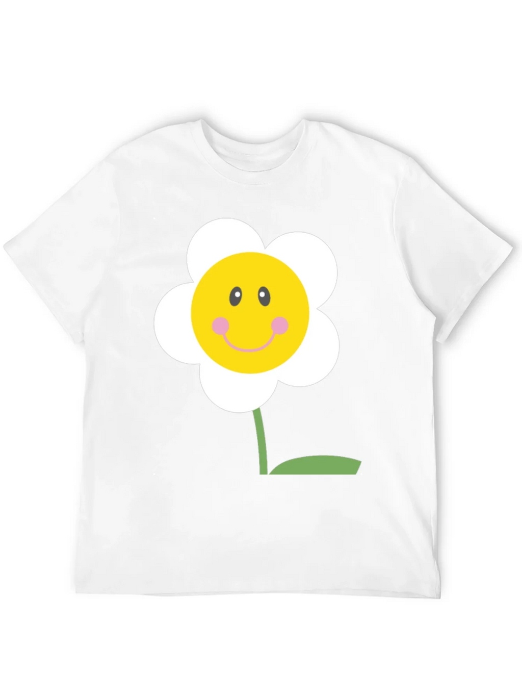 Happy Flower Graphic Tee - Black Cotton Shirt