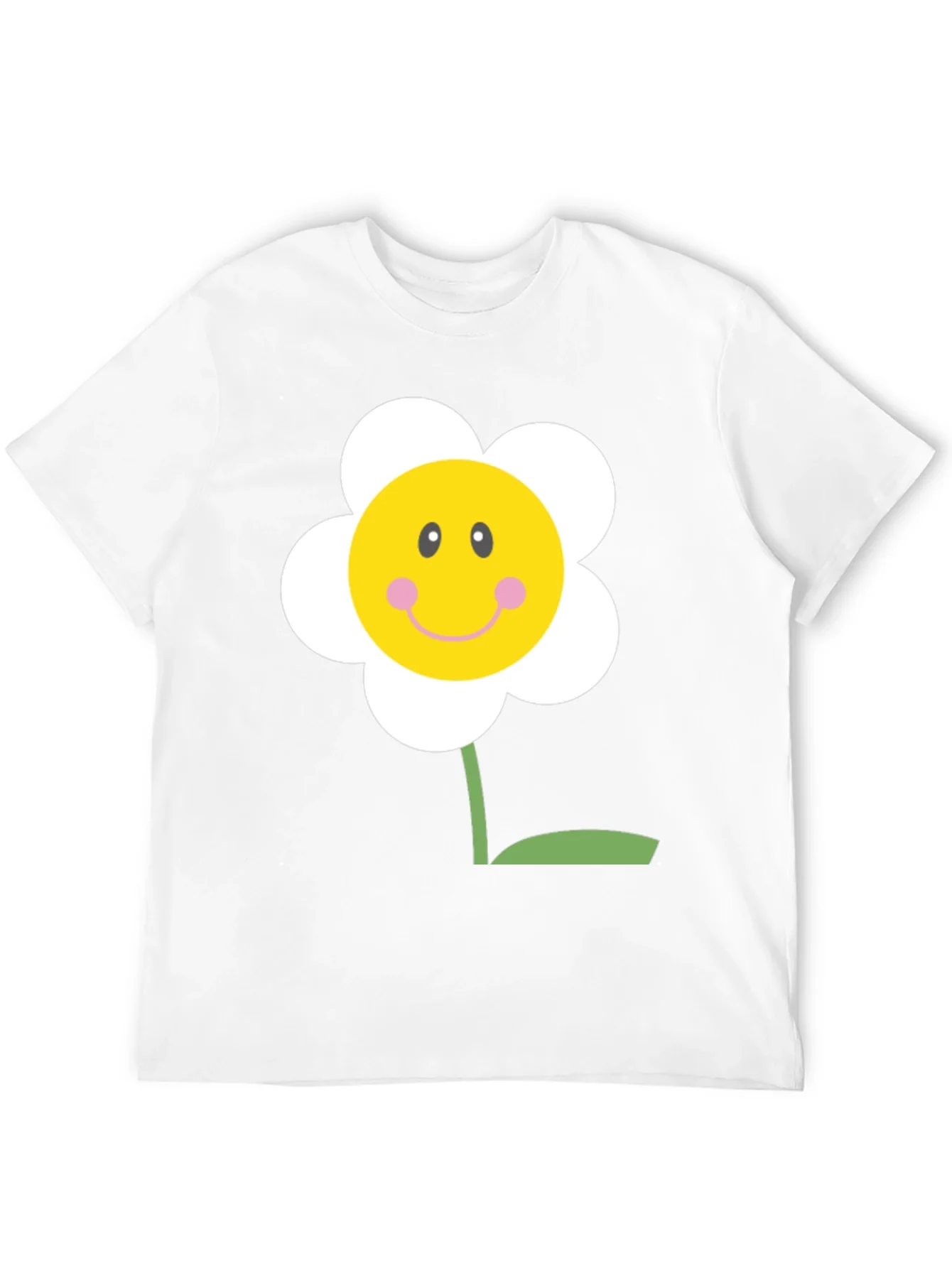Happy Flower Graphic Tee - Black Cotton Shirt