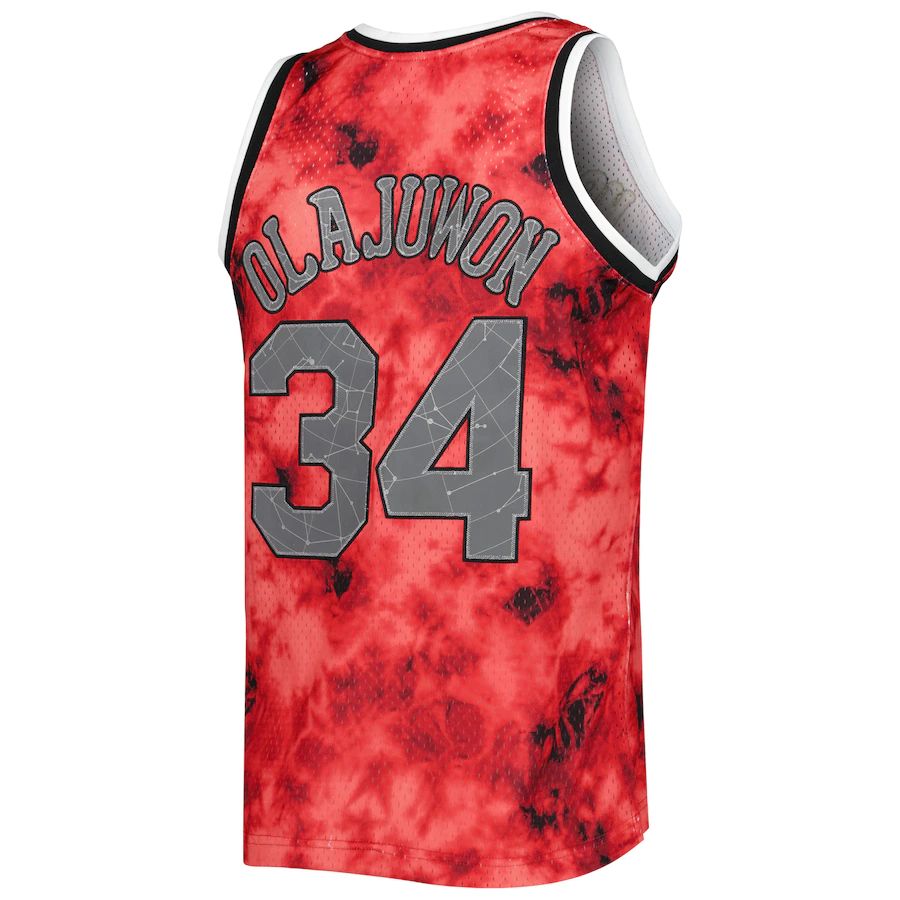 H.Rockets #34 Hakeem Olajuwon 1993-94 Galaxy Swingman Jersey Red Stitched American Basketball Jersey