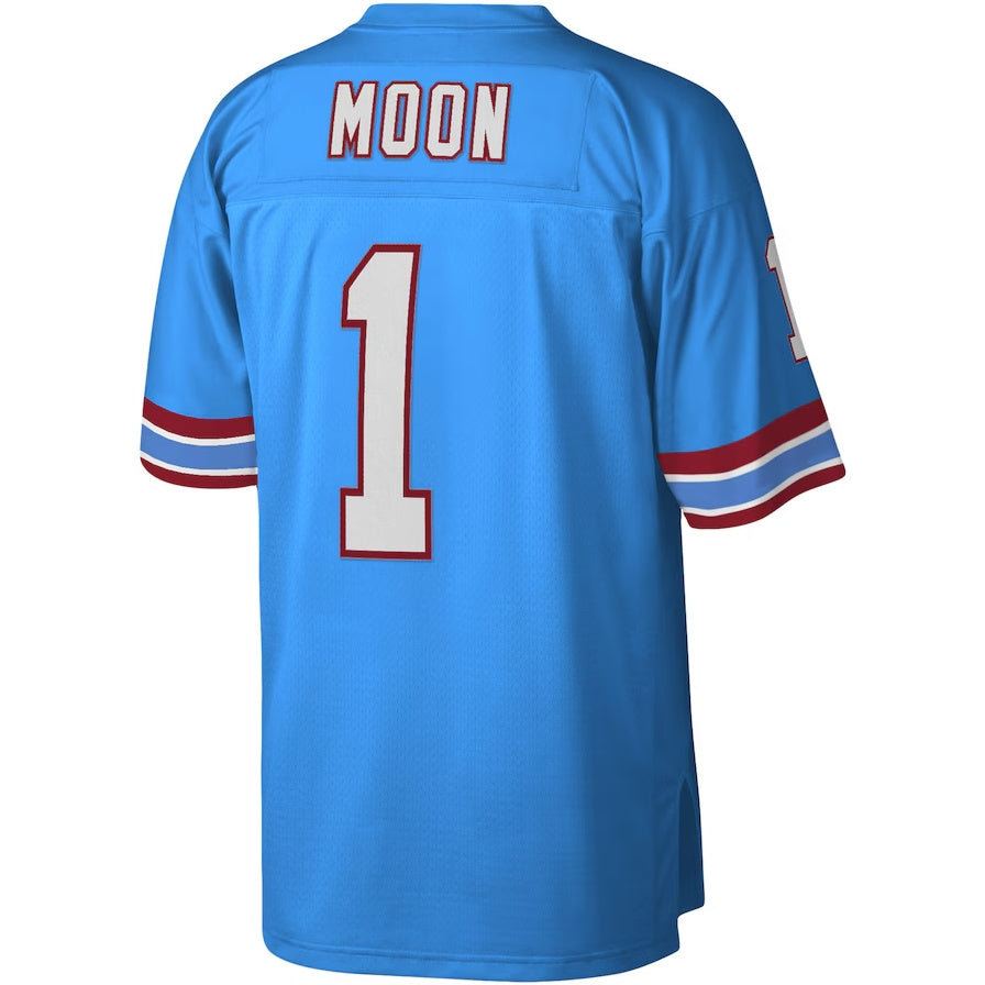 H.Oilers #1 Warren Moon Legacy Replica Jersey - Light Blue Stitched American Football Jerseys