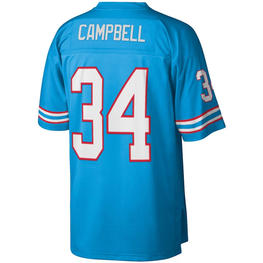 H.Oilers #34 Earl Campbell Legacy Replica Jersey - Light Blue Stitched American Football Jerseys