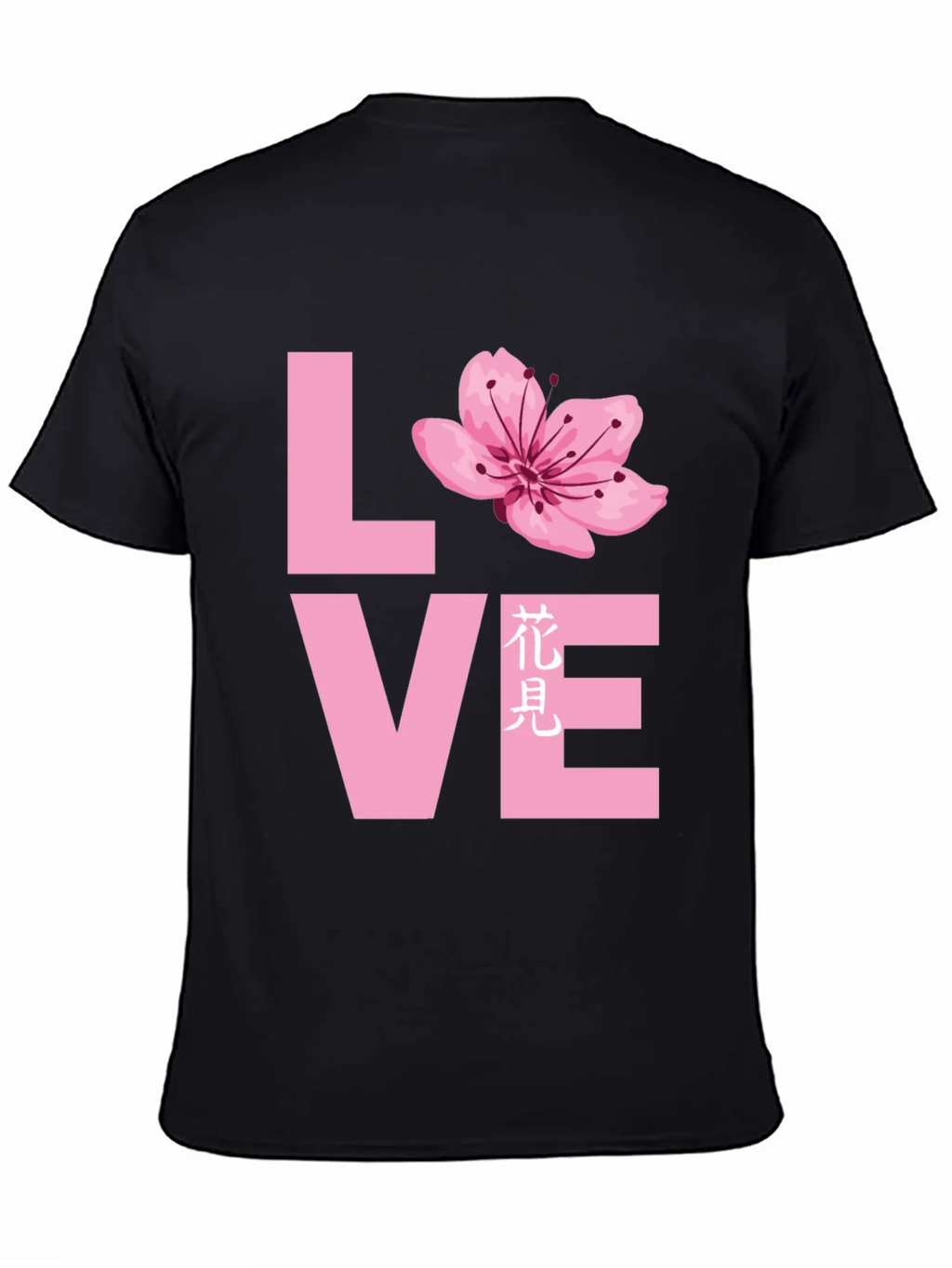 Love Cherry Blossom Graphic T-Shirt - Black