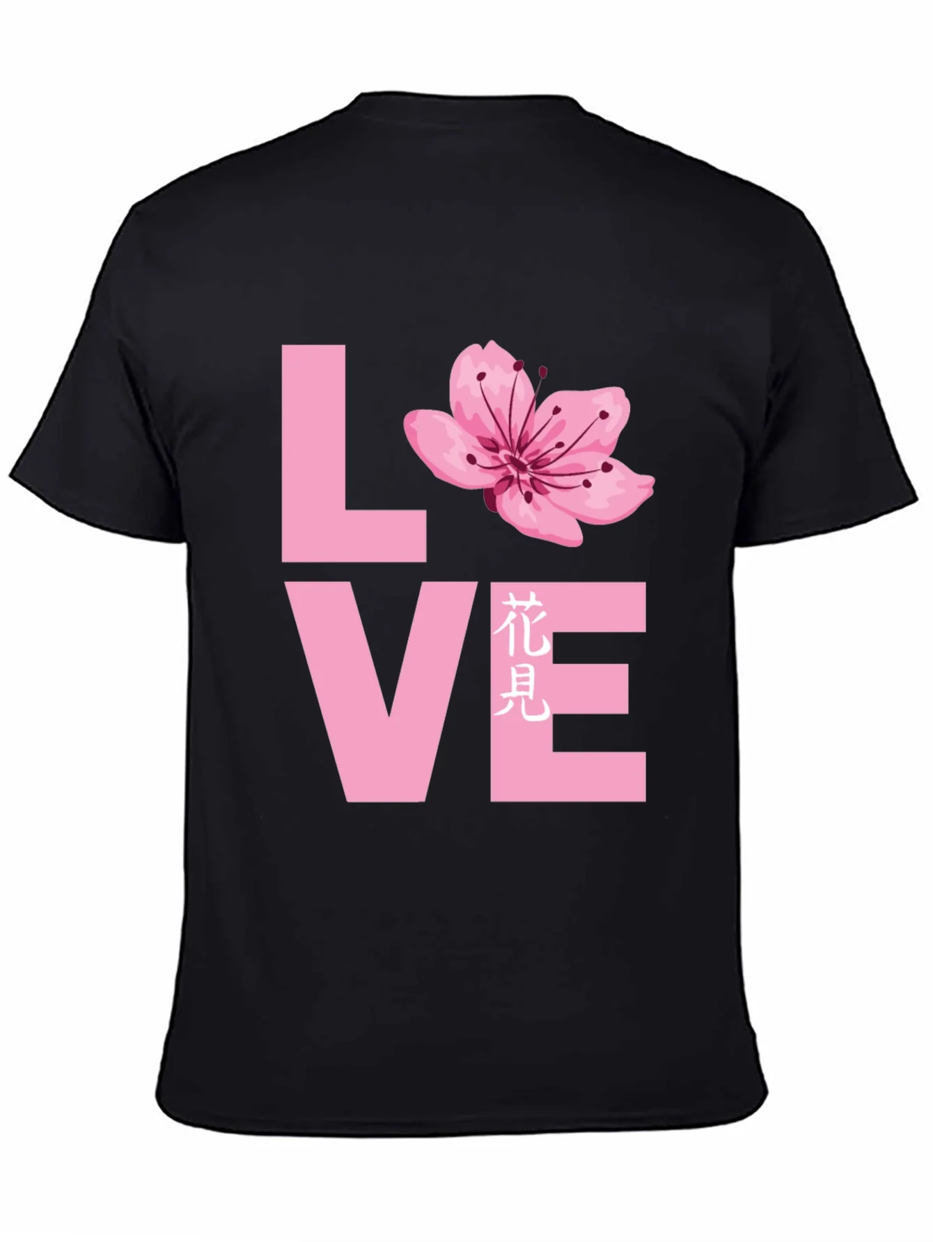 Love Cherry Blossom Graphic T-Shirt - Black