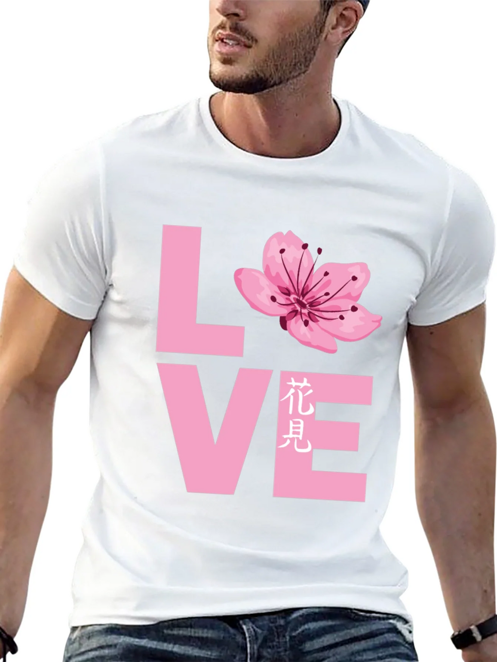 Love Cherry Blossom Graphic T-Shirt - Black
