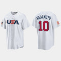 #10 J.T. REALMUTO PHILADELPHIA PHILLIES 2023 WORLD BASEBALL CLASSIC USA REPLICA JERSEYC WHITE Stitches Baseball Jerseys